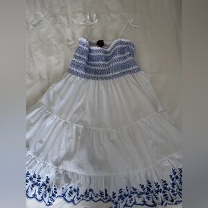 Polo by Ralph Lauren White Dress with Blue Embroidery